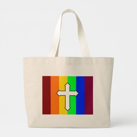 Rainbow Cross ROY G BIV Grote Tote Bag (Achterkant)