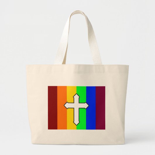 Rainbow Cross ROY G BIV Grote Tote Bag (Voorkant)