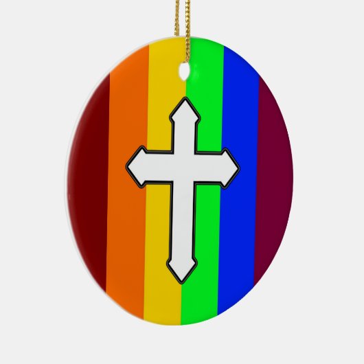 Rainbow Cross ROY G BIV Keramisch Ornament (Rechts)