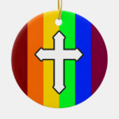 Rainbow Cross ROY G BIV Keramisch Ornament (Voorkant)