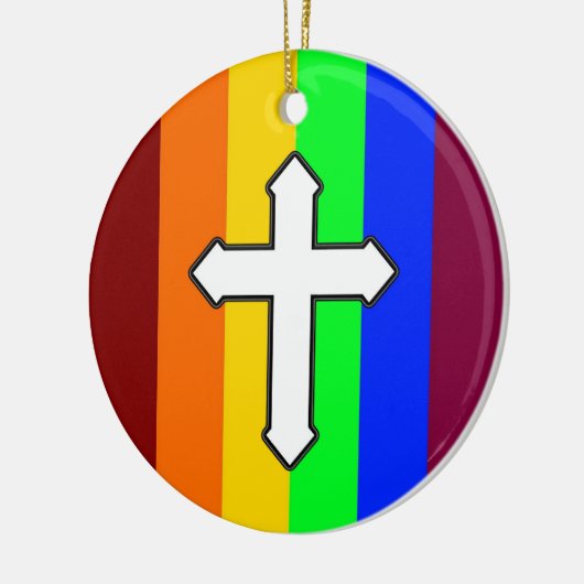 Rainbow Cross ROY G BIV Keramisch Ornament (Links)