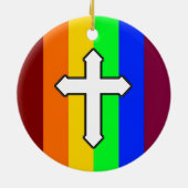 Rainbow Cross ROY G BIV Keramisch Ornament (Achterkant)