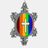 Rainbow Cross ROY G BIV Tin Sneeuwvlok Ornament (Links)