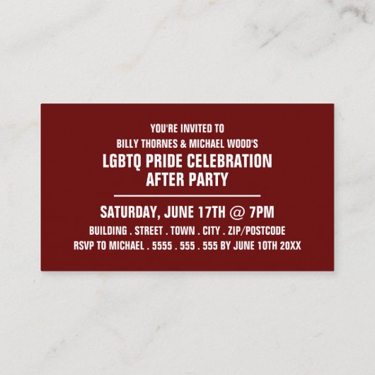 Rainbow Crowd, LGBTQ Pride Celebration nodigt Kaar Informatiekaartje (Achterkant)