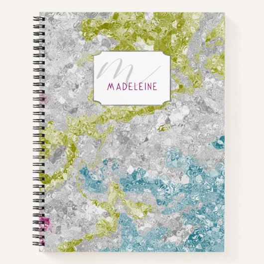 Rainbow Crush Folie Chic Monogrammed Girly School Notitieboek (Voorkant)