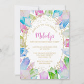Rainbow Crystal Birthday Party Invitation Kaart (Voorkant)