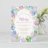 Rainbow Crystal Birthday Party Invitation Kaart (Staand voorkant)