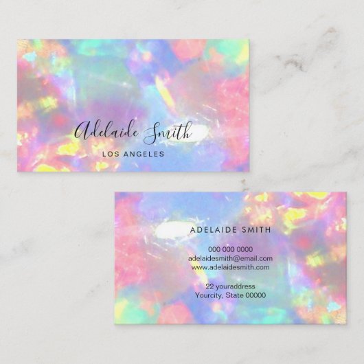 Rainbow Crystal Opal foto Visitekaartje (Voorkant / Achterkant)