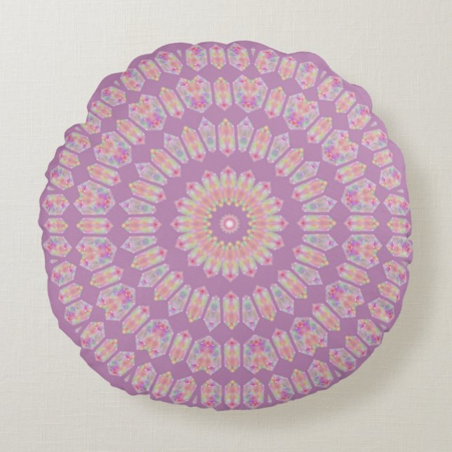 Rainbow Crystal Pillow Rond Kussen (Voorkant)
