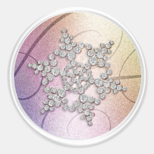 Rainbow Crystal Snowflake Envelope Seal Ronde Sticker (Voorkant)