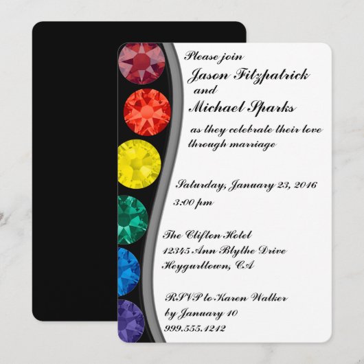 Rainbow Crystals Gay Wedding Invitations Kaart (Voorkant / Achterkant)