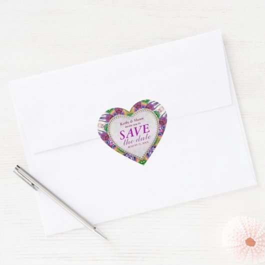 Rainbow Crystals Save the Date Heart Stickers (Envelop)