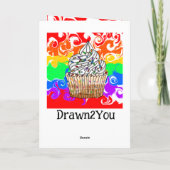 Rainbow Cupcake Fluid Art Birthday Kaart (Achterkant)