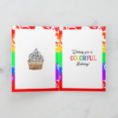 Rainbow Cupcake Fluid Art Birthday Kaart (Binnen)