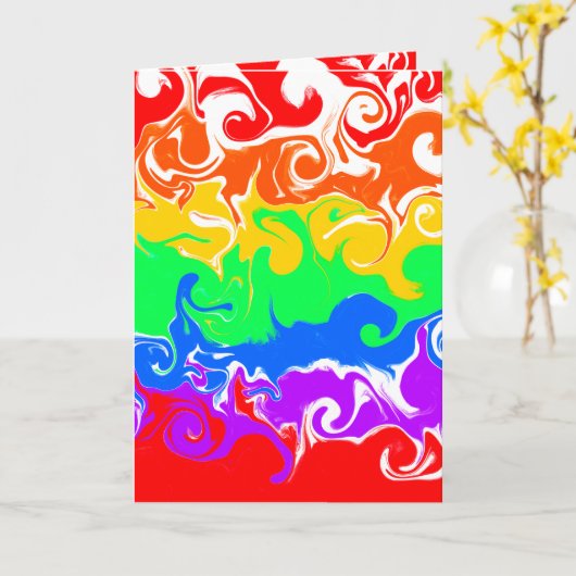 Rainbow Cupcake Fluid Art Birthday Kaart (Gele Bloem)