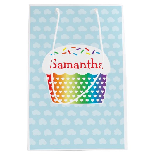 Rainbow Cupcake Gift Bag Medium Cadeauzakje (Voorkant)