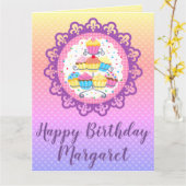 Rainbow Cupcake Group Persoonlijke Verjaardag Kaart (Gele Bloem)