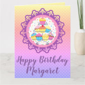 Rainbow Cupcake Group Persoonlijke Verjaardag Kaart (Voorkant)