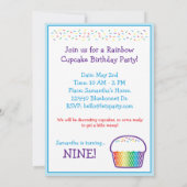 Rainbow Cupcake Kids verjaardagsfeestje uitnodigin Kaart (Achterkant)