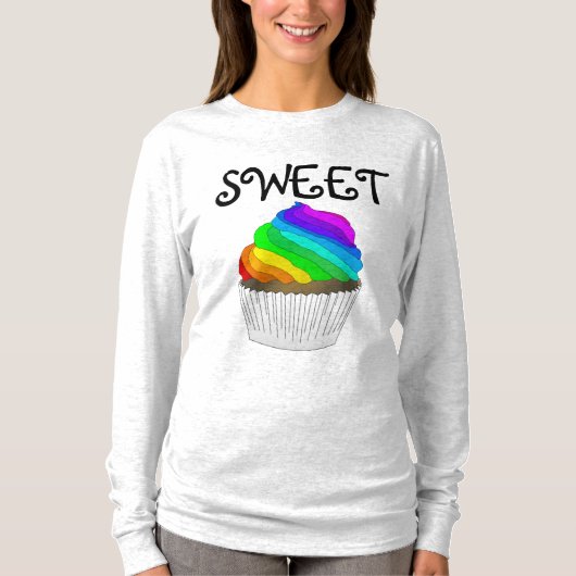 RAINBOW CUPCAKE, LADIES T-Shirts (Voorkant)