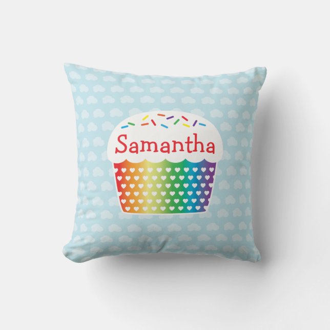 Rainbow Cupcake Pillow Kussen (Voorkant)