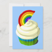 Rainbow cupcake-uitnodiging kaart (Voorkant)