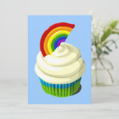 Rainbow cupcake-uitnodiging kaart (Staand voorkant)