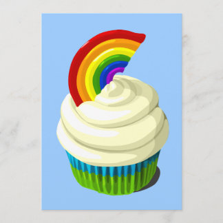 Rainbow cupcake-uitnodiging kaart