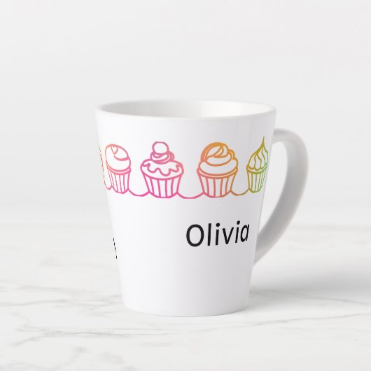 Rainbow Cupcakes Gepersonaliseerde Latte Mok (Rechterhoek)