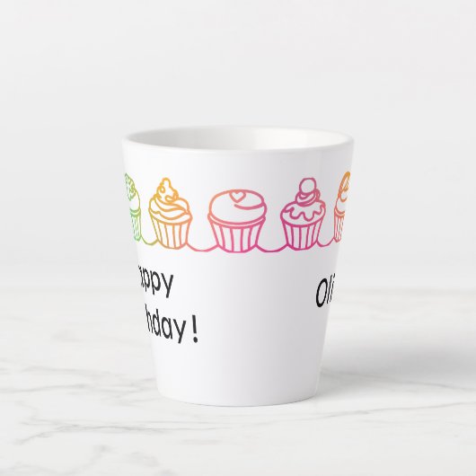 Rainbow Cupcakes Gepersonaliseerde Latte Mok (Voorkant)