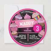 RAINBOW CUPCAKES Verjaardagsfeestuitnodiging Kaart (Voorkant)