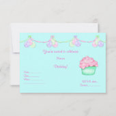 RAINBOW CUPCAKT AQUA BIRTHDAY ARTIJ INVITATIE KAART (Achterkant)