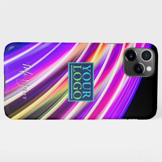 Rainbow Curved Light, Name White Script, Your logo iPhone Hoesje (Achterkant horizontaal)
