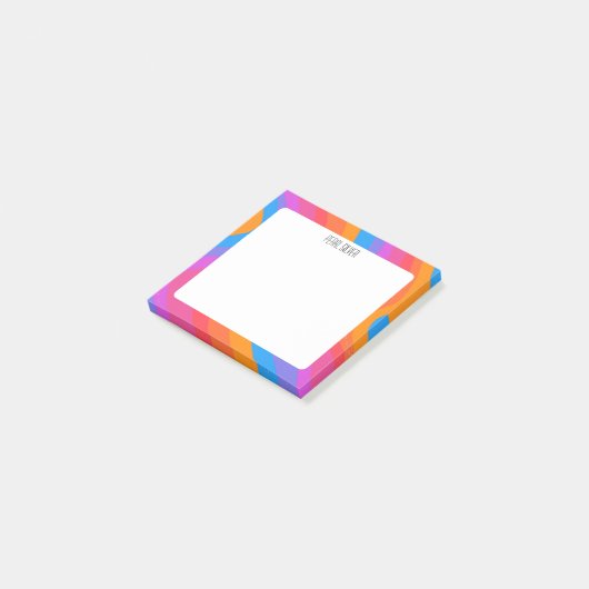 Rainbow Curves CUSTOM Chic Monogram aangepast Post-it® Notes (Schuin)