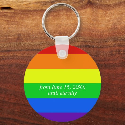 Rainbow Custom Couple Photo LGBTQ Jubileum Cadeau Sleutelhanger (Achterkant)