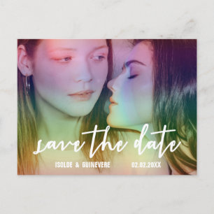 Rainbow Custom Foto Gay/Lesbian Save the Date Aankondigingskaart