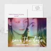 Rainbow Custom Foto Gay/Lesbian Save the Date Aankondigingskaart (Voorkant / Achterkant)