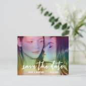 Rainbow Custom Foto Gay/Lesbian Save the Date Aankondigingskaart (Staand voorkant)