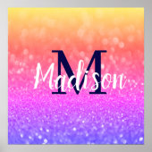 Rainbow Custom Glitter Name Persoonlijk Poster (Voorkant)