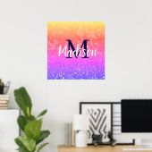 Rainbow Custom Glitter Name Persoonlijk Poster (Thuiskantoor)
