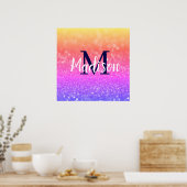 Rainbow Custom Glitter Name Persoonlijk Poster (Keuken)