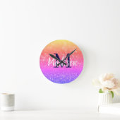 Rainbow Custom Glitter Name Persoonlijk Ronde Klok (Huis)