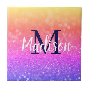 Rainbow Custom Glitter Name Persoonlijk Tegeltje