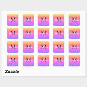 Rainbow Custom Glitter Name Persoonlijk Vierkante Sticker (Vel)