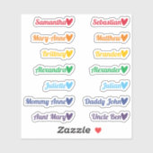 Rainbow Custom Guest List Namen Gekleurde Harten Sticker (Vel)