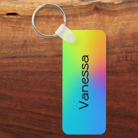 Rainbow Custom Name Sleutelhanger (Voorkant)