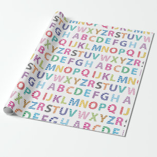 Rainbow Cute Alphabet Cadeaupapier