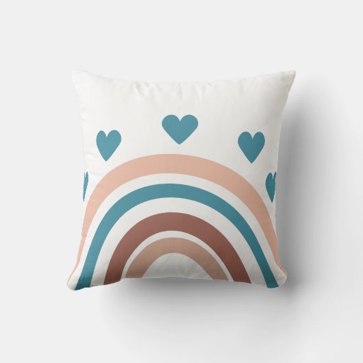 Rainbow Cute Blue Beige Boho Kussen (Achterkant)