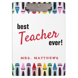 Rainbow Cute Color Crayons Teacher Gift Klembord