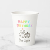 Rainbow&Cute Happy Birthday Papieren Bekers (Voorkant)